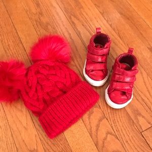 Baby Gap beanie and red toddler shoes boots 5